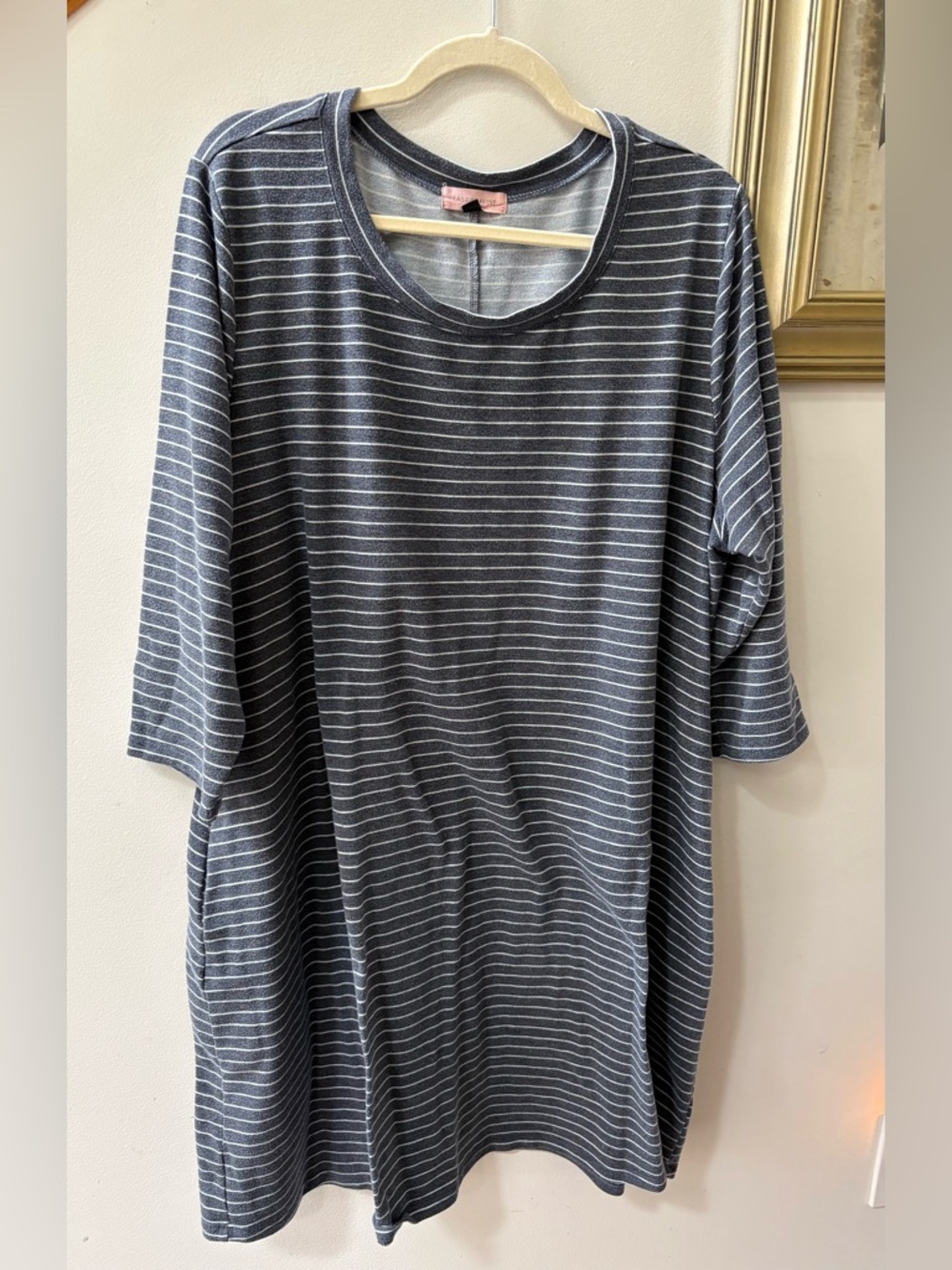 Striped Navy & White Women's Tee Dress with Pockets
